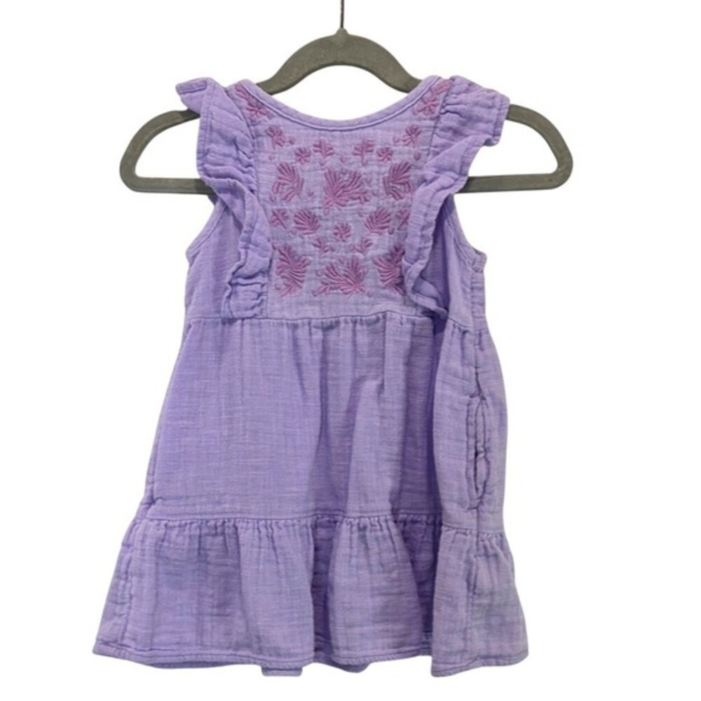 Boho Embroidered Ruffle Tiered Dress Purple Cotton Cat & Jack Gauze Pocket 2T